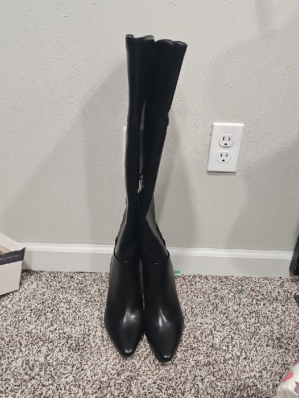 Black Over-the-Knee Pointed Toe Women's Boots